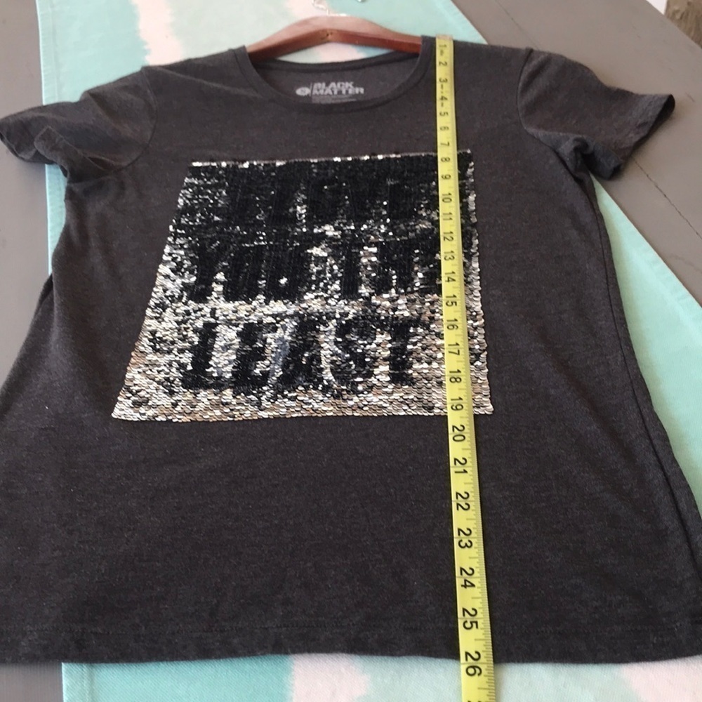 Black Matter Reversible Sequin Graphic Tee “I Love You The Most / Least” - Picture 7 of 7